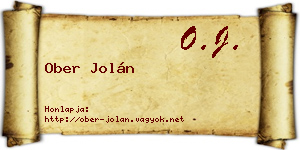Ober Jolán névjegykártya